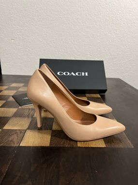 COACH Blush Nude Leather Pointed-Toe Stiletto Pumps